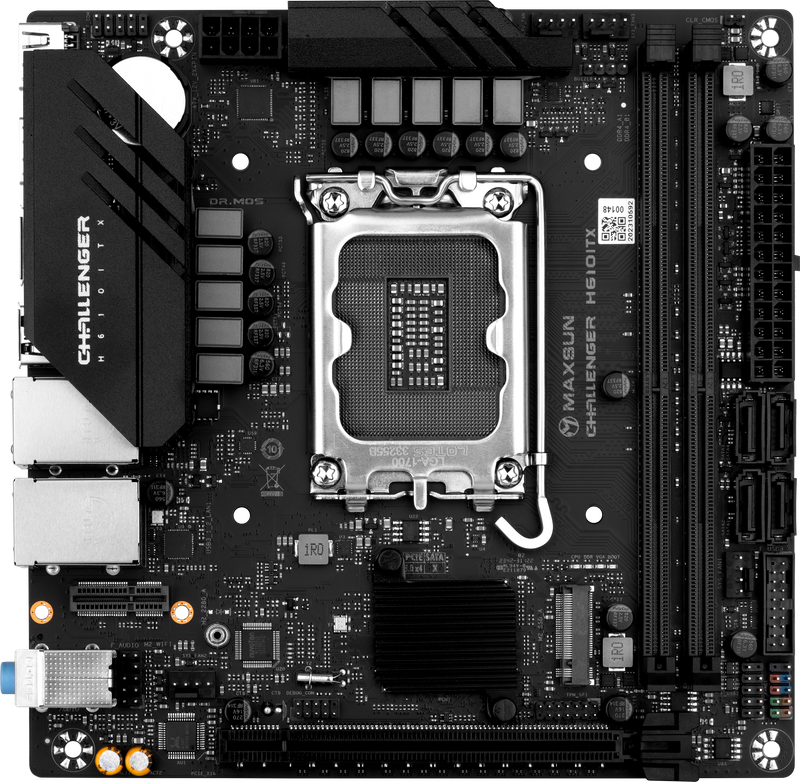 

Материнская плата MaxSun Challenger H610ITX 2Lan, Socket1700, Intel H610, 2xDDR4, PCI-Ex16, 3SATA3, 5.1-ch, GLAN, 2.5GLAN, 4 USB 3.0, HDMI, DP, mini-ITX, Retail, Challenger H610ITX 2Lan