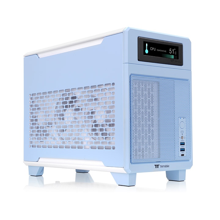 Корпус Thermaltake TR100, Mini-Tower, без БП, голубой