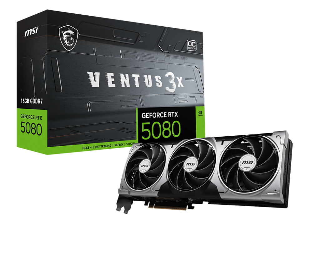 Видеокарта MSI NVIDIA GeForce RTX 5080 VENTUS 3X OC, 16Gb GDDR7