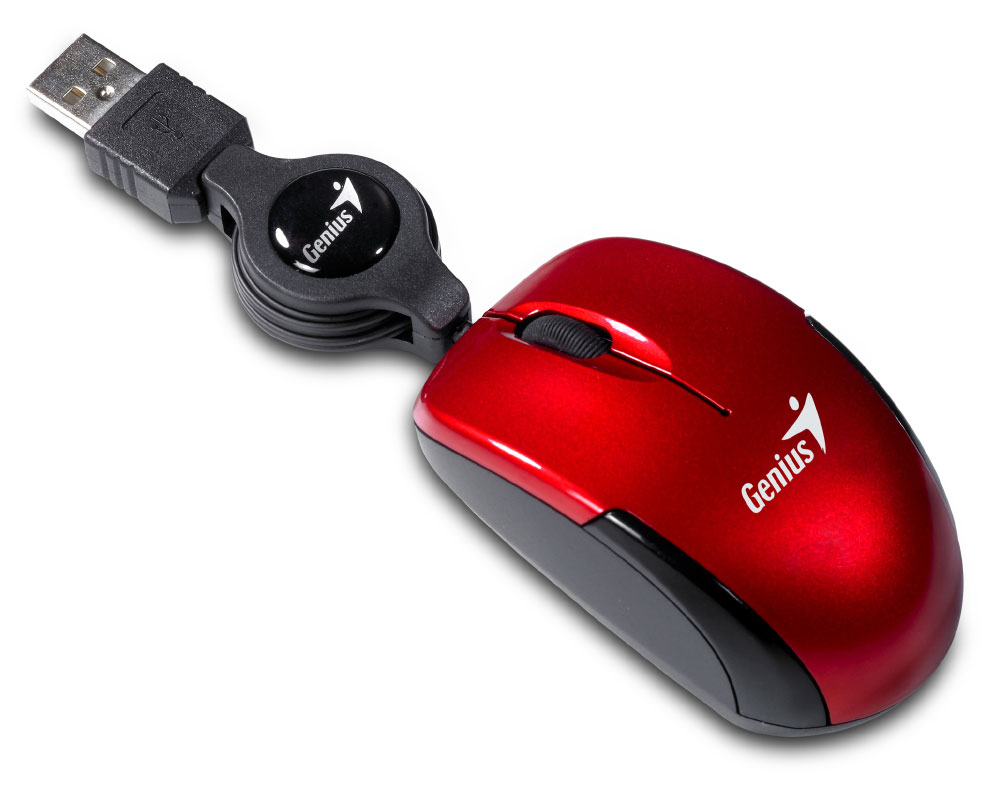 

Мышь Genius Micro Traveler, 1200dpi, оптическая светодиодная, USB, красный