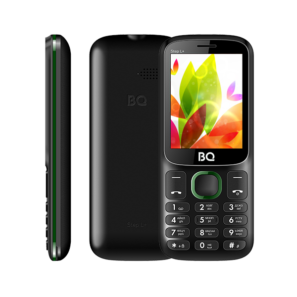 Мобильный телефон BQ 2440 Step L+, 2.4" 320x240 TN, 32Mb RAM, 32Mb, BT, 2-Sim, 800 мА·ч, micro-USB, черный/зеленый б/у, минимальные следы эксплуатации, полный комплект