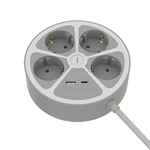 Сетевой фильтр Ritmix RM-341C, 4-розетки, 3 м, белый/серый (RM-341C)