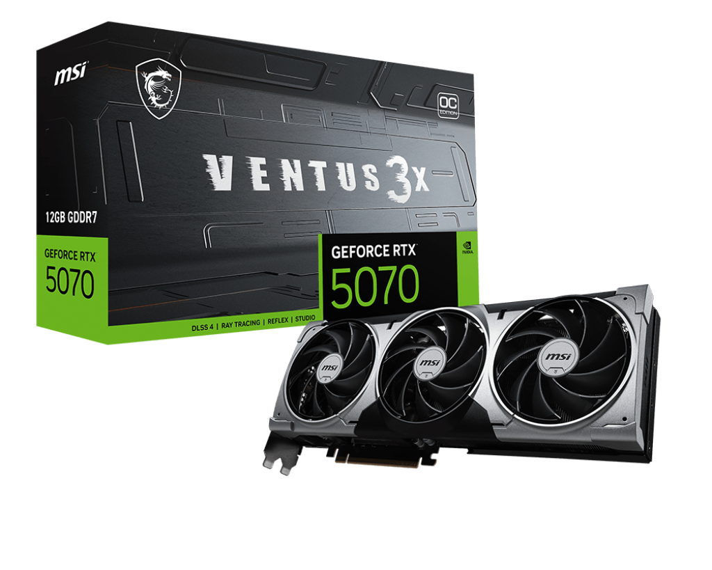 Видеокарта MSI NVIDIA GeForce RTX 5070 VENTUS 3X OC, 12Gb GDDR7