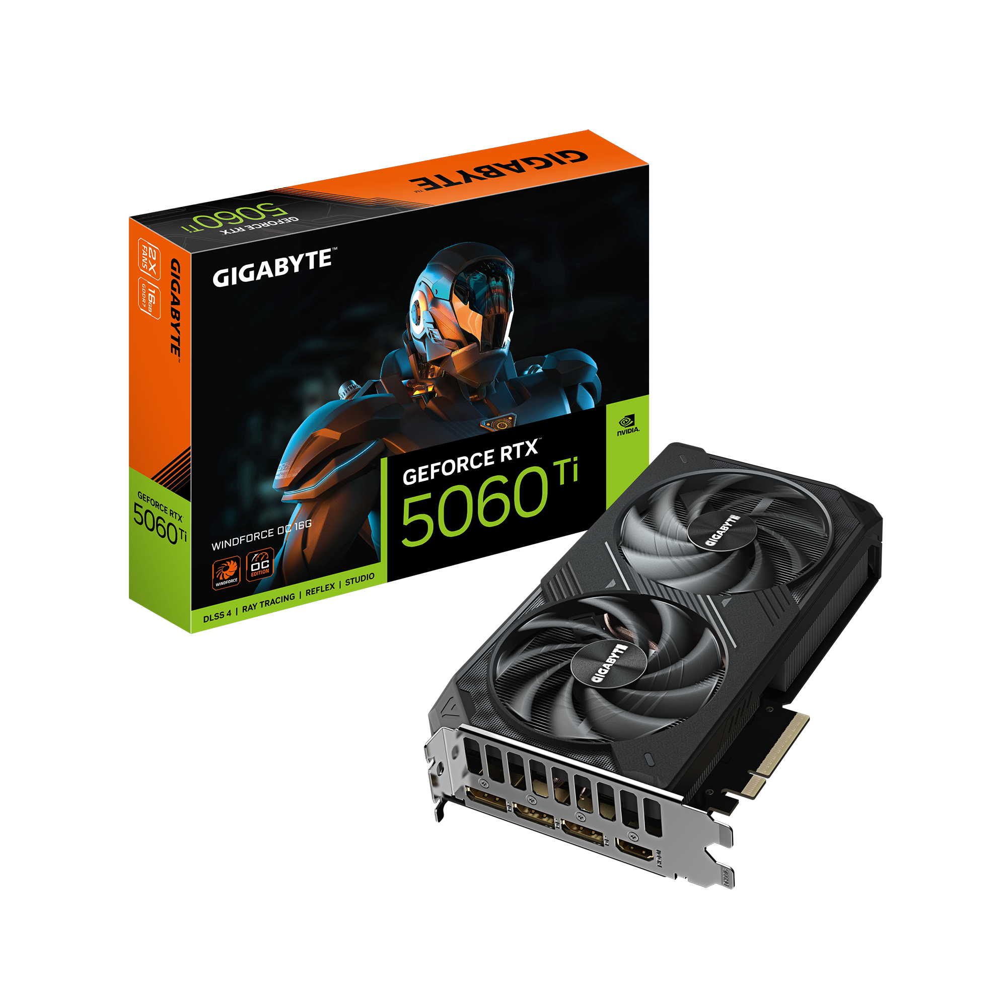 Видеокарта GIGABYTE NVIDIA GeForce RTX 5060Ti WINDFORCE OC, 16Gb GDDR7