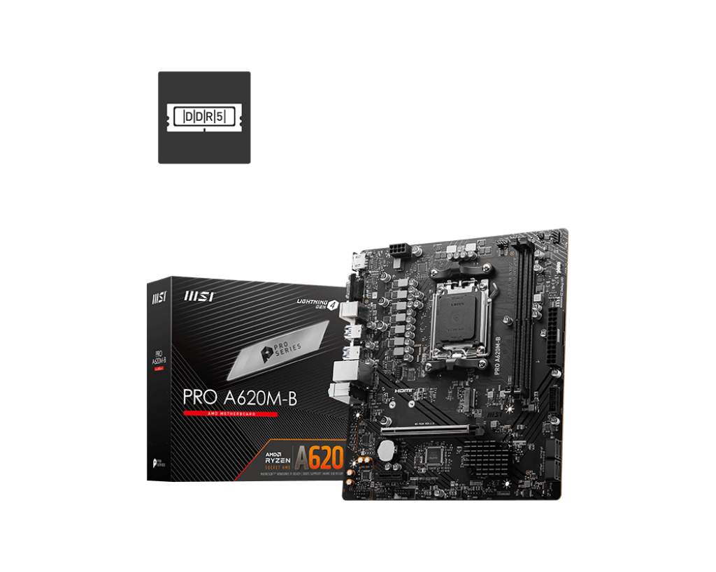 Материнская плата MSI PRO A620M-B, AM5, AMD A620, mATX
