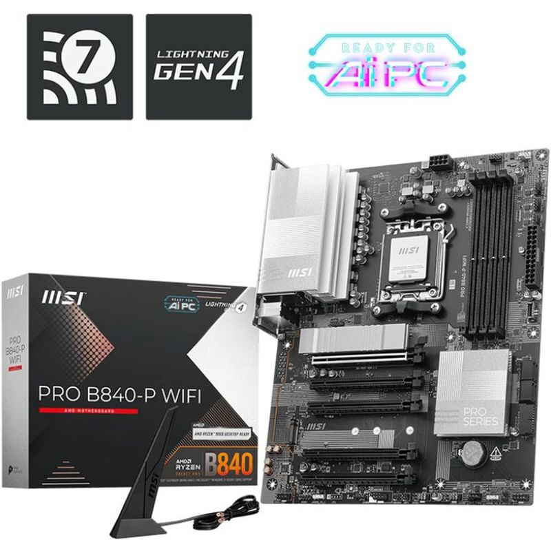 Материнская плата MSI PRO B840-P WIFI, AM5, AMD B840, ATX