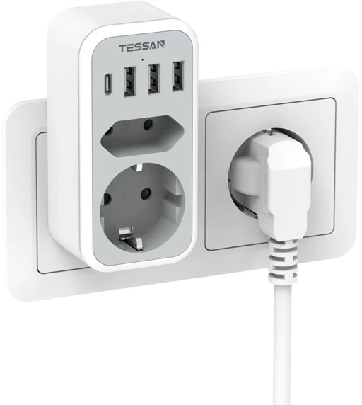 Сетевой фильтр Tessan TS-328, 2-розетки, белый (TS-328)