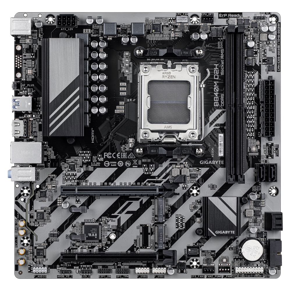 Материнская плата GIGABYTE B840M D2H, AM5, AMD B840, mATX