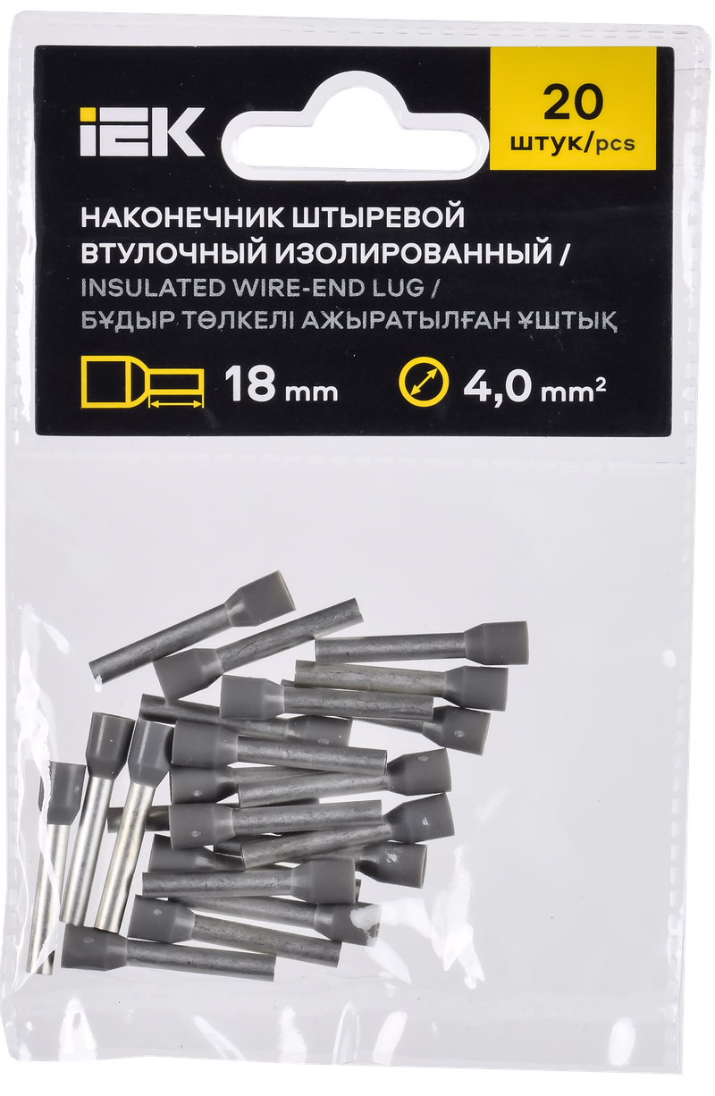 Наконечник НШВИ, штыревой втулочный, 4 мм², медь IEK