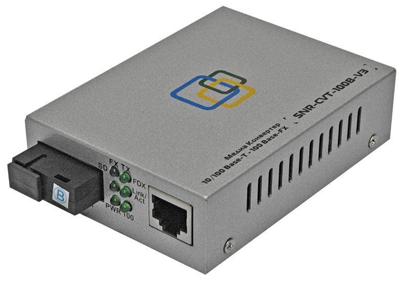 

Медиаконвертер SNR SNR-CVT-100B-V3 10/100Base-T/100Base-FX, Tx/Rx: 1550/1310nm, Серый, SNR-CVT-100B-V3