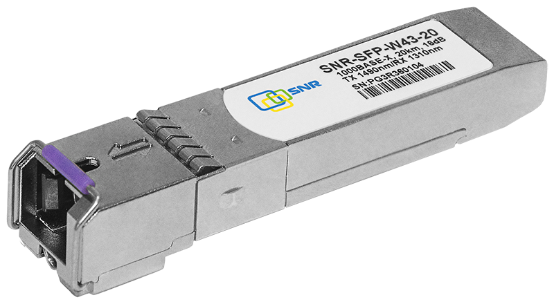 

Модуль SFP SNR SNR-SFP-W43-20, 20 км, SC, Tx:1490 нм, Rx:1310 нм, 1 Гбит/с, SM, одинарный, WDM, DDM (SNR-SFP-W43-20), Серебристый, SNR-SFP-W43-20