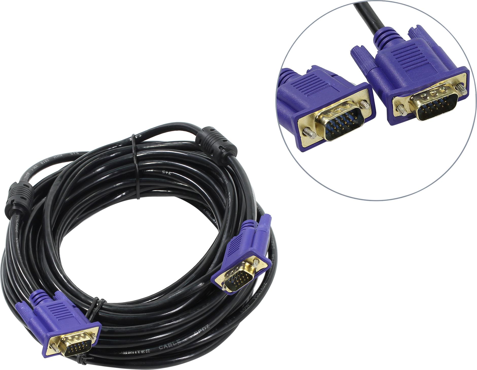

Кабель VGA(15M)-VGA(15M), экранированный, ферритовый фильтр, 10 м, синий/черный Exegate EX-CC-PVGA-15M15M -10.0 (EX169516RUS), EX-CC-PVGA-15M15M-10.0