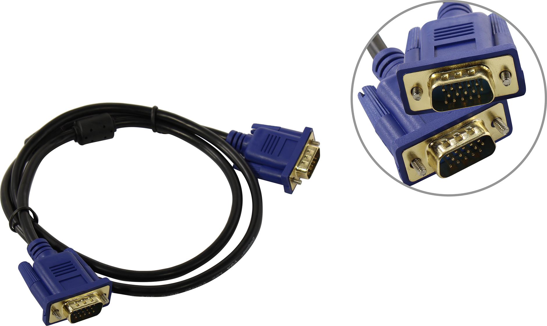 

Кабель VGA(15M)-VGA(15M), экранированный, ферритовый фильтр, 1 м, синий/черный Exegate EX-CC-PVGA-15M15M-1.0 (EX294725RUS), EX-CC-PVGA-15M15M-1.0