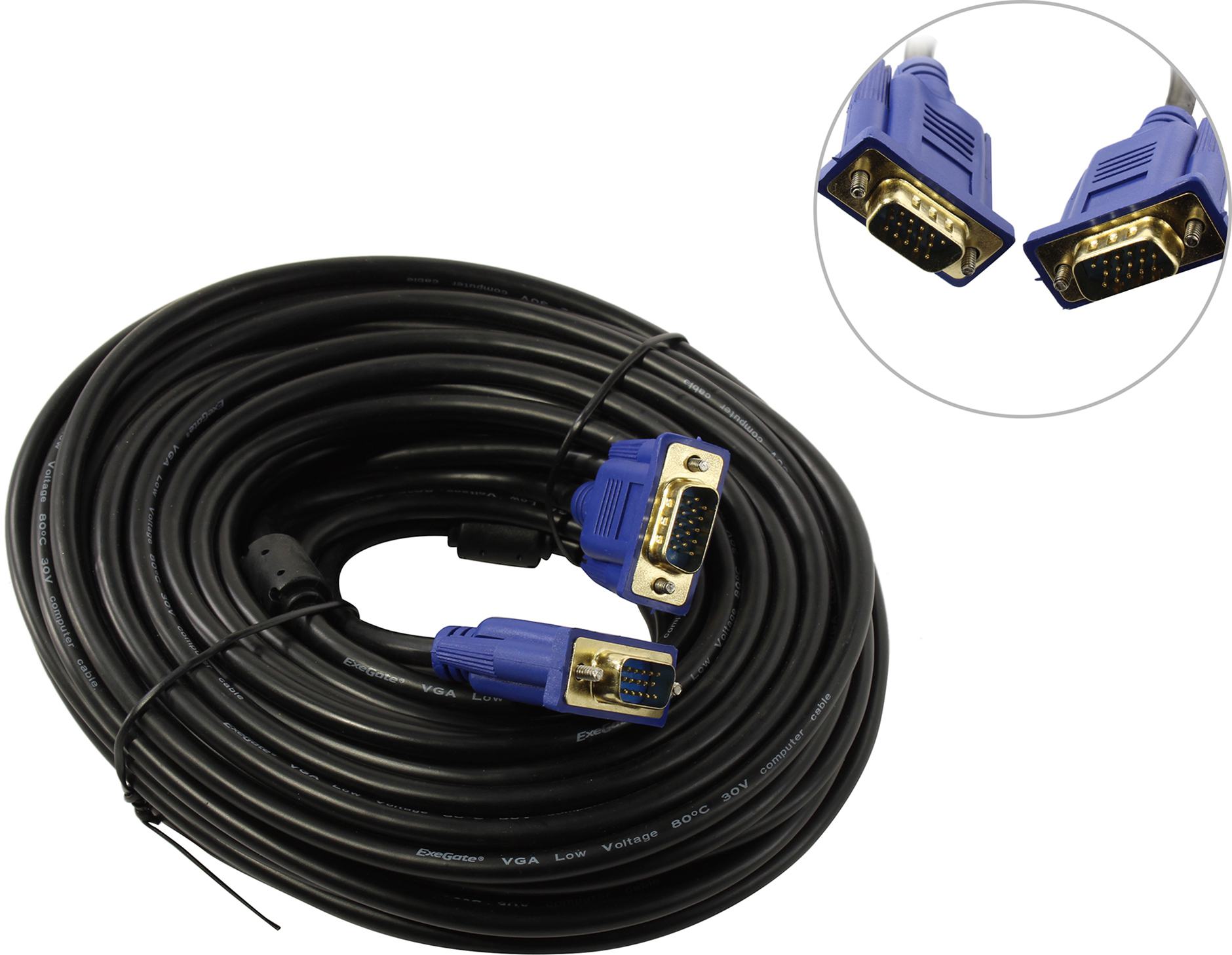 

Кабель VGA(15M)-VGA(15M), экранированный, ферритовый фильтр, 20 м, синий/черный Exegate EX-CC-PVGA-15M15M-20.0 (EX294727RUS), EX-CC-PVGA-15M15M-20.0