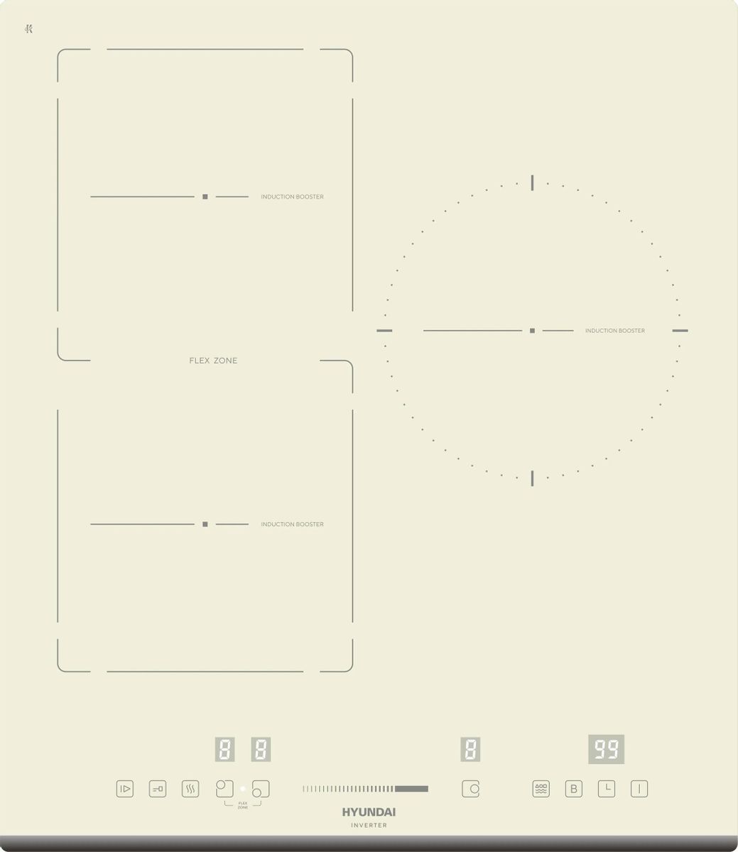 Индукционная варочная панель Hyundai HHI 4771 BE 3 конфорки, бежевый