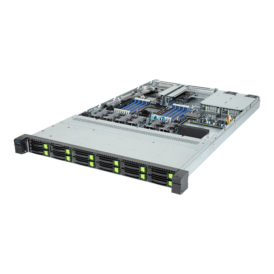 Серверная платформа Gigabyte R163-S35, 1xSocket4677, 16xDDR5, 12x2.5 HDD HS, Redundant 2x1300 Вт 1U (R163-S35-ACH1)