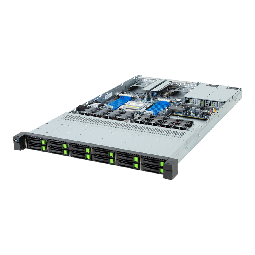 Серверная платформа Gigabyte R163-Z35, 1xSocket SP5, 12xDDR5, 12x2.5 HDD HS, Redundant 2x1300 Вт 1U (R163-Z35-ACH1)
