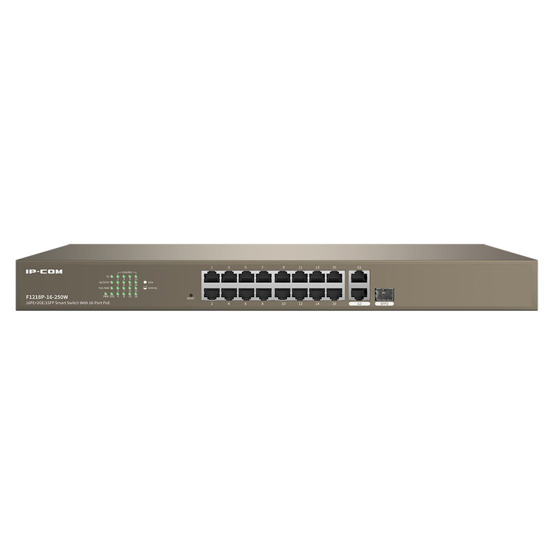 Коммутатор IP-Com (Tenda) F1218P-16-250W, 16x100 Мбит/с, SFP 1x1 Гбит/с, SFP/uplink: RJ-45x2 (F1218P-16-250W)