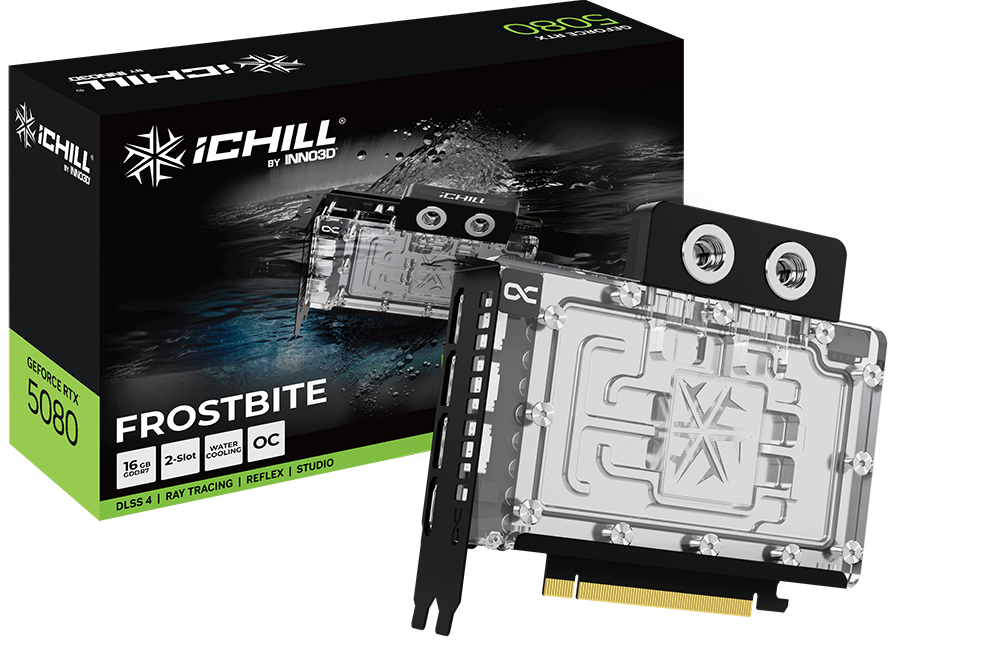 Видеокарта Inno3D NVIDIA GeForce RTX 5080 iCHILL FROSTBITE, 16Gb GDDR7