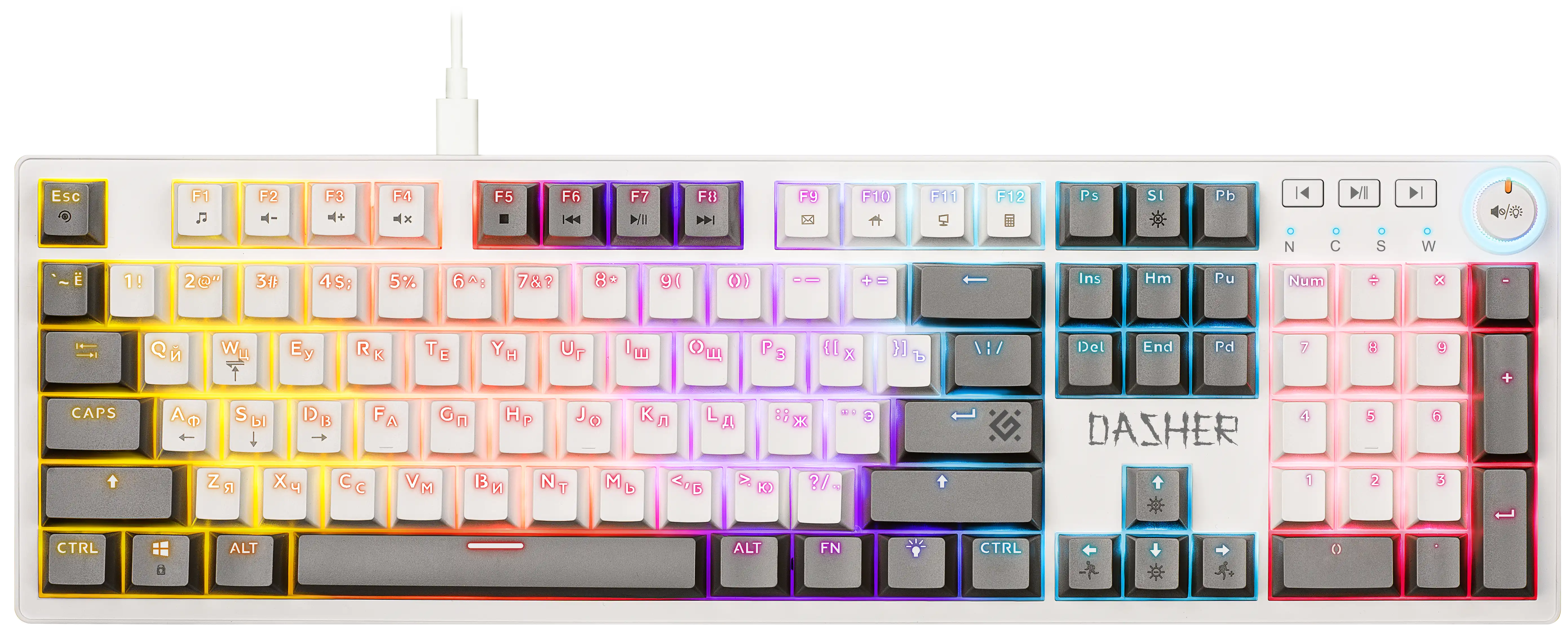Клавиатура Defender Dasher GK-472 , USB, белый/серый (45472)