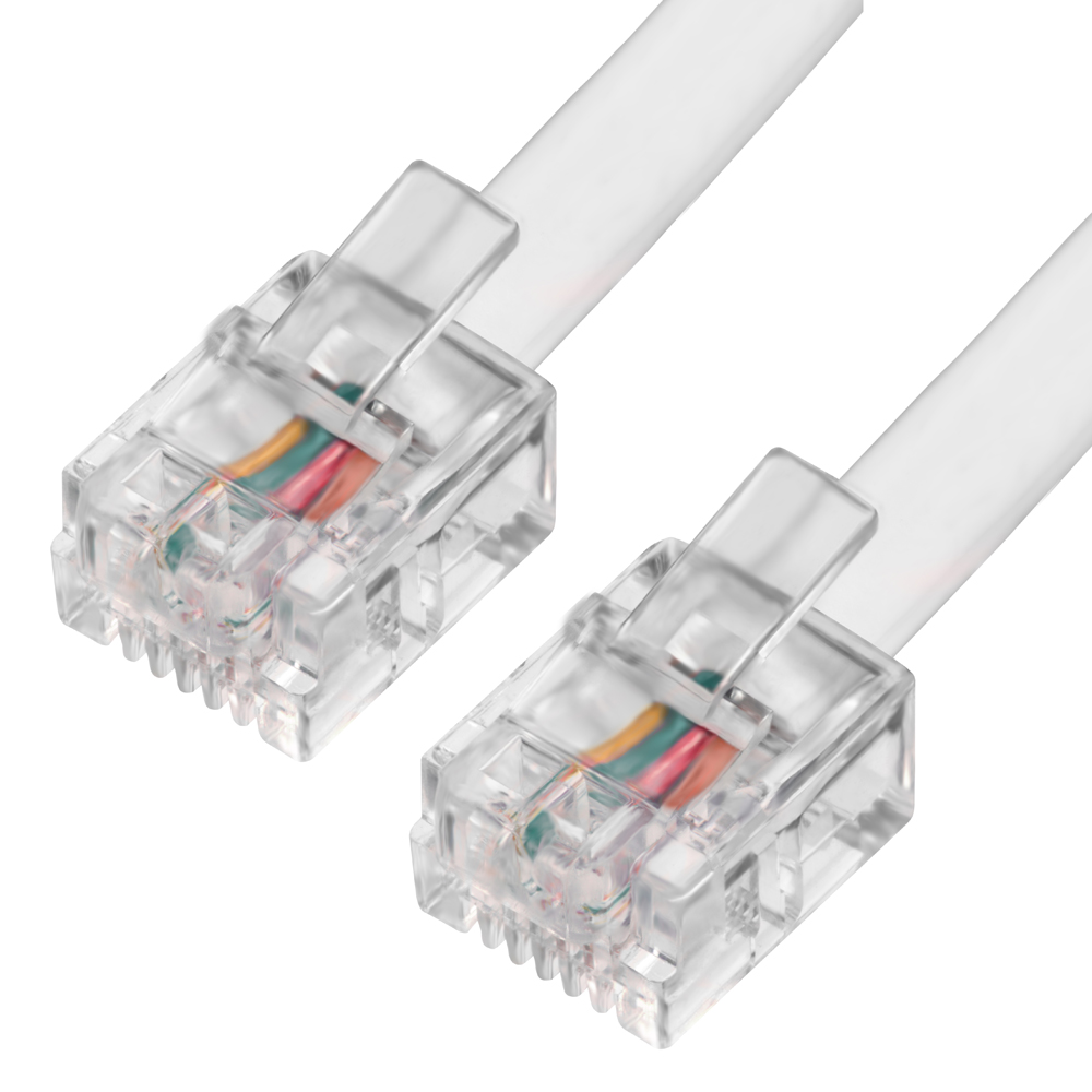 Кабель телефонный Greenconnect GCR-TP6P4C-10.0m, RJ-11(6P-4C)-RJ-11(6P-4C), 10 м, белый
