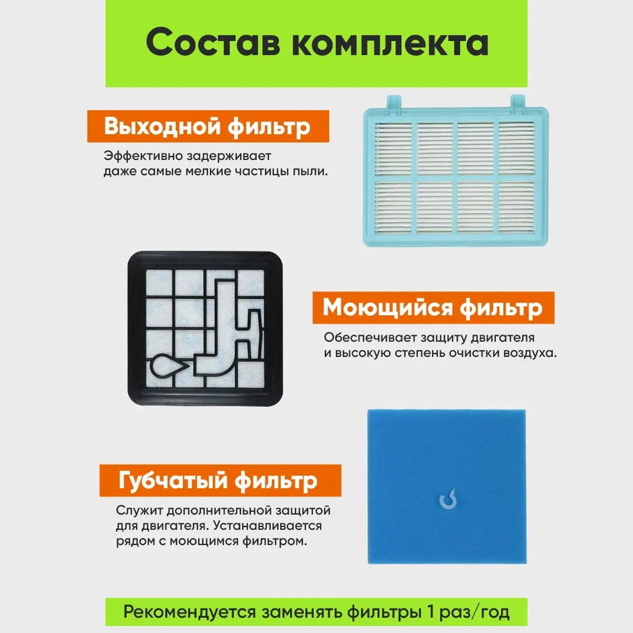 Набор фильтров DOMO для Philips FC8010/FC9328/FC9330/FC9331/FC9332/FC9333/FC9334/FC9349/FC9350/FC9351/FC9352/FC9353/FC9515/FC9516/FC9569/FC9570/FC9571/FC9573, 2 шт. (OT-FT10-3), комплект без выходного фильтра