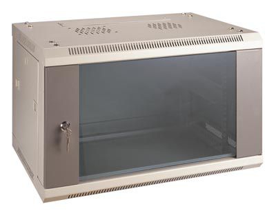 Шкаф телекоммуникационный настенный 6U 600x600, стекло, серый, разборный, SNR SNR-TWC-6-GD - фото 1