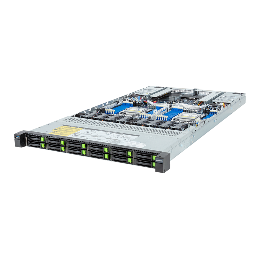 Серверная платформа Gigabyte R183-Z94, 2xSocket SP5, 24xDDR5, 12x2.5 HDD HS, Redundant 2x1600 Вт 1U (R183-Z94-AAV1)