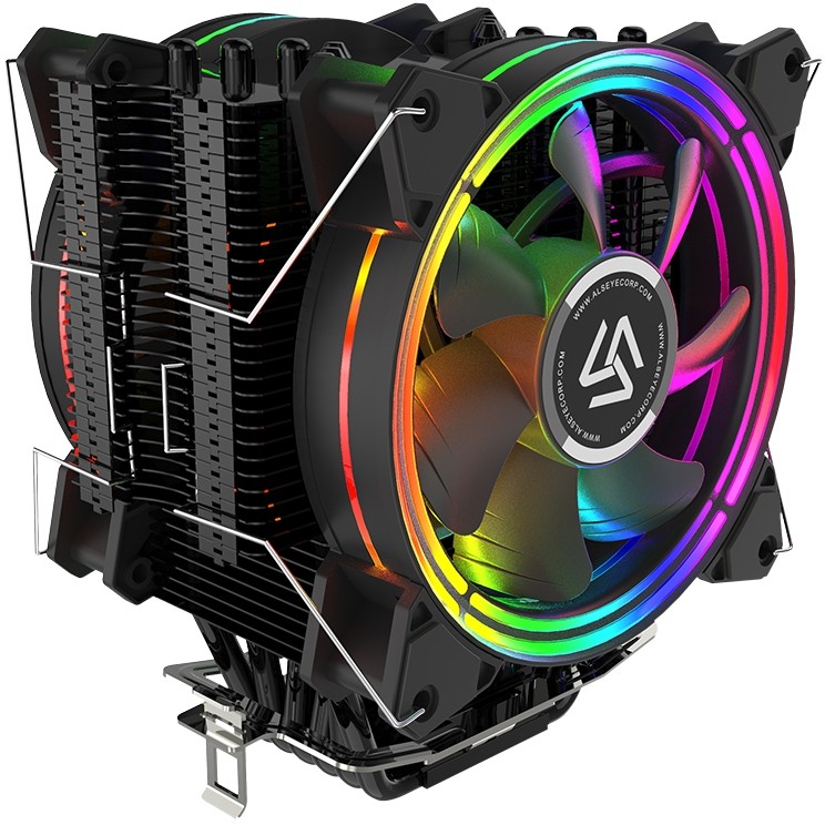 Кулер для процессора Alseye H120D для Socket 775/115x/1200/1356/1366/1700/1851/2011/2011-3/AM2/AM2+/AM3/AM3+/FM1/AM4/FM2/FM2+, 120 мм, 2000rpm, 35 дБА, 200 Вт, 4-pin PWM, Al+Cu, RGB (AS-H120D) б/у, следы установки, неполный комплект