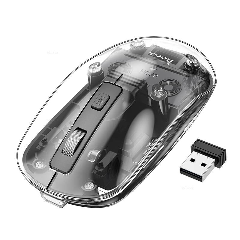 

Мышь беспроводная Hoco GM29 , 1600dpi, оптическая светодиодная, Bluetooth/Радиоканал, черный (231916), GM29