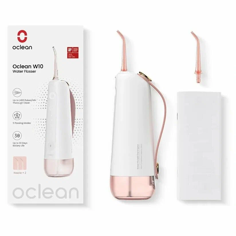Ирригатор Oclean W10, насадок: 2, режимов: 5, розовый