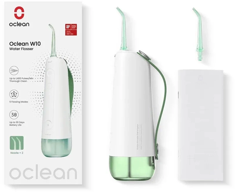 Ирригатор Oclean W10, насадок: 2, режимов: 5, зеленый