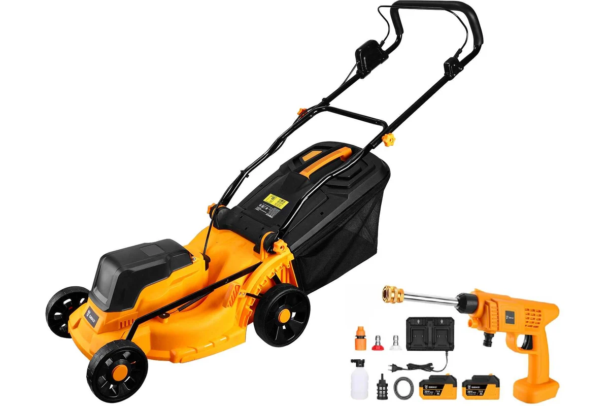 Колесная газонокосилка DEKO DKLM40V, электрическая, аккумуляторная