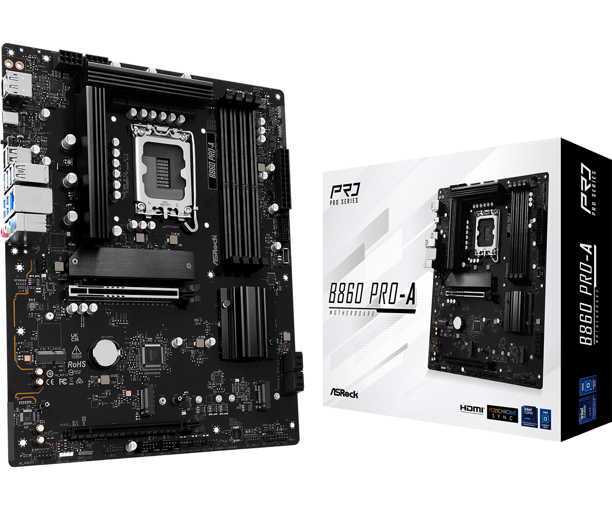 Материнская плата ASRock B860 PRO-A, LGA1851, Intel B860, ATX