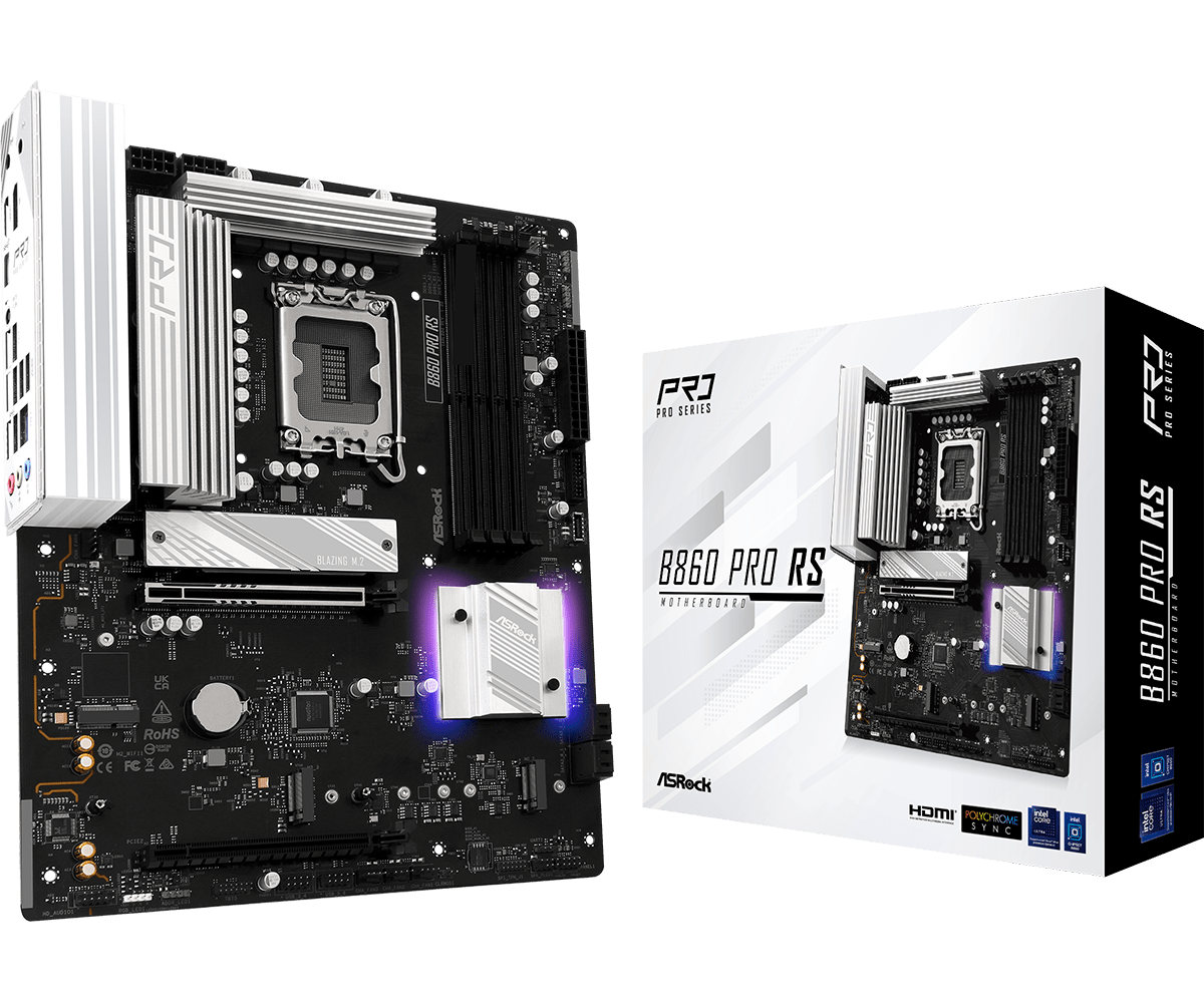 Материнская плата ASRock B860 PRO RS, LGA1851, Intel B860, ATX