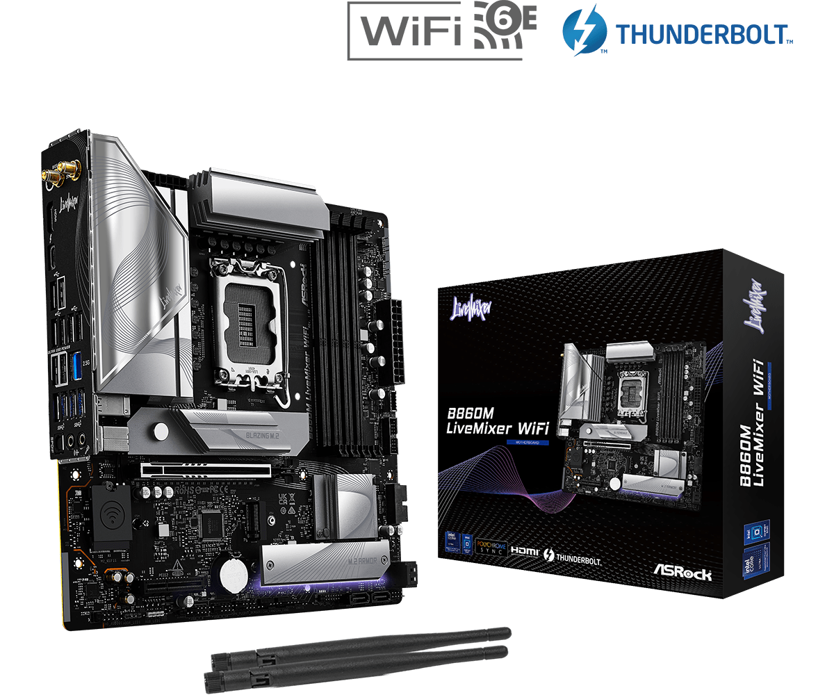 Материнская плата ASRock B860M LIVEMIXER WIFI, LGA1851, Intel B860, mATX