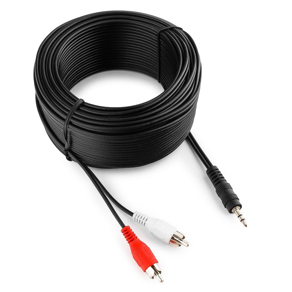 Кабель соединительный Jack 3.5mm(M) 2xRCA(M), 20 м, Cablexpert CCA-458-20M-N