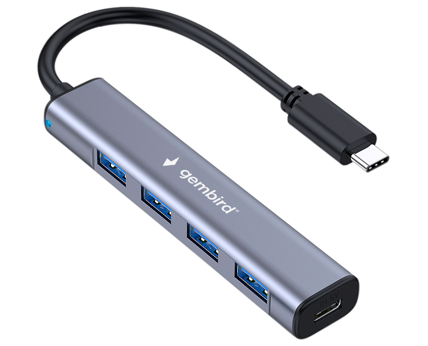 Концентратор Gembird UHB-C474, 4xUSB 3.0, 1 (для питания)xUSB-C