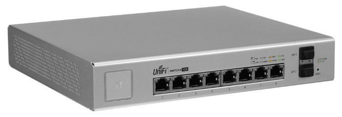 

Коммутатор Ubiquiti UniFi Switch US-8-150W, управляемый, кол-во портов: 8x1 Гбит/с, SFP 2x1 Гбит/с, установка в стойку, PoE: 8x30Вт (макс. 150Вт) (US-8-150W-EU), UniFi Switch US-8-150W