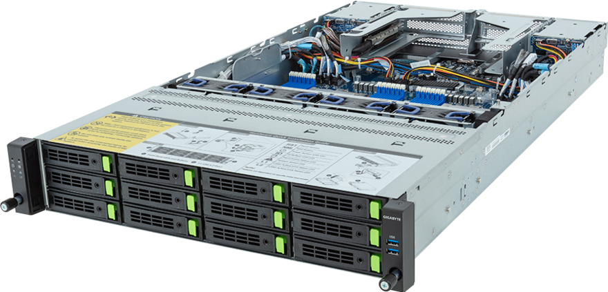 Серверная платформа Gigabyte R283-Z94, 2xSocket SP5, 24xDDR5, 12x2.5/3.5 HDD HS, Redundant 2x1600 Вт 2U (R283-Z94-AAV1)