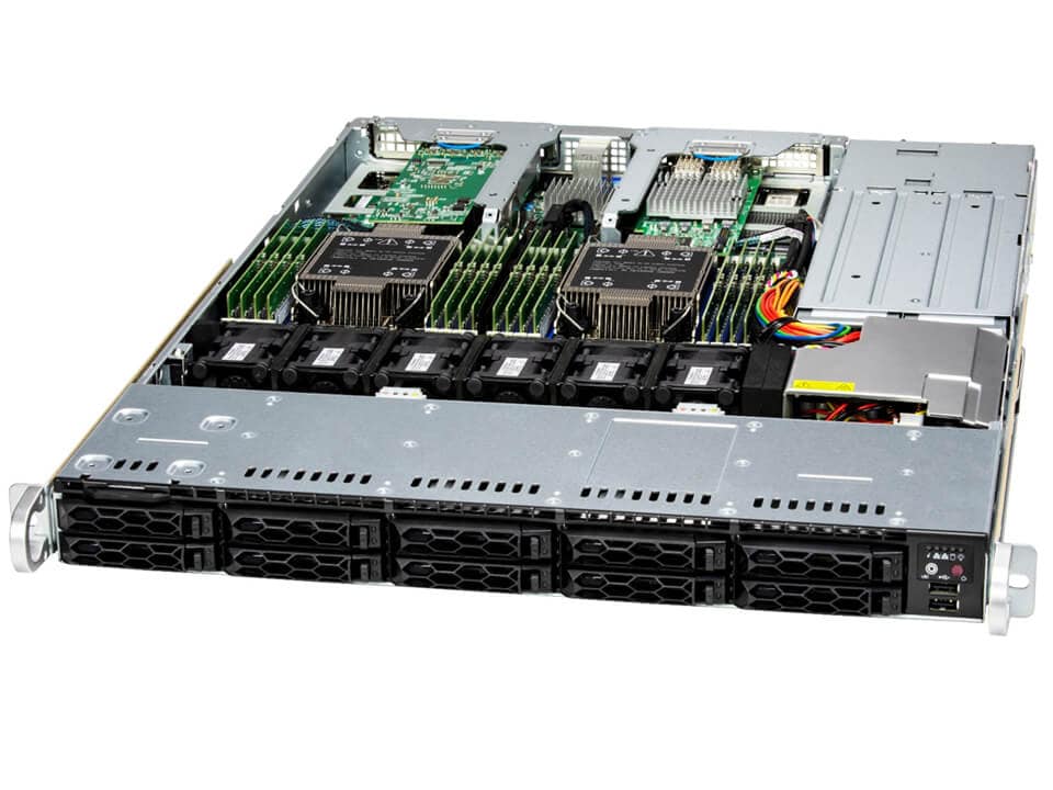 Серверная платформа SuperMicro 121C-TN10R, 2xSocket4677, 16xDDR5, 10x2.5 HDD HS, Redundant 2x860 Вт 1U (SYS-121C-TN10R)