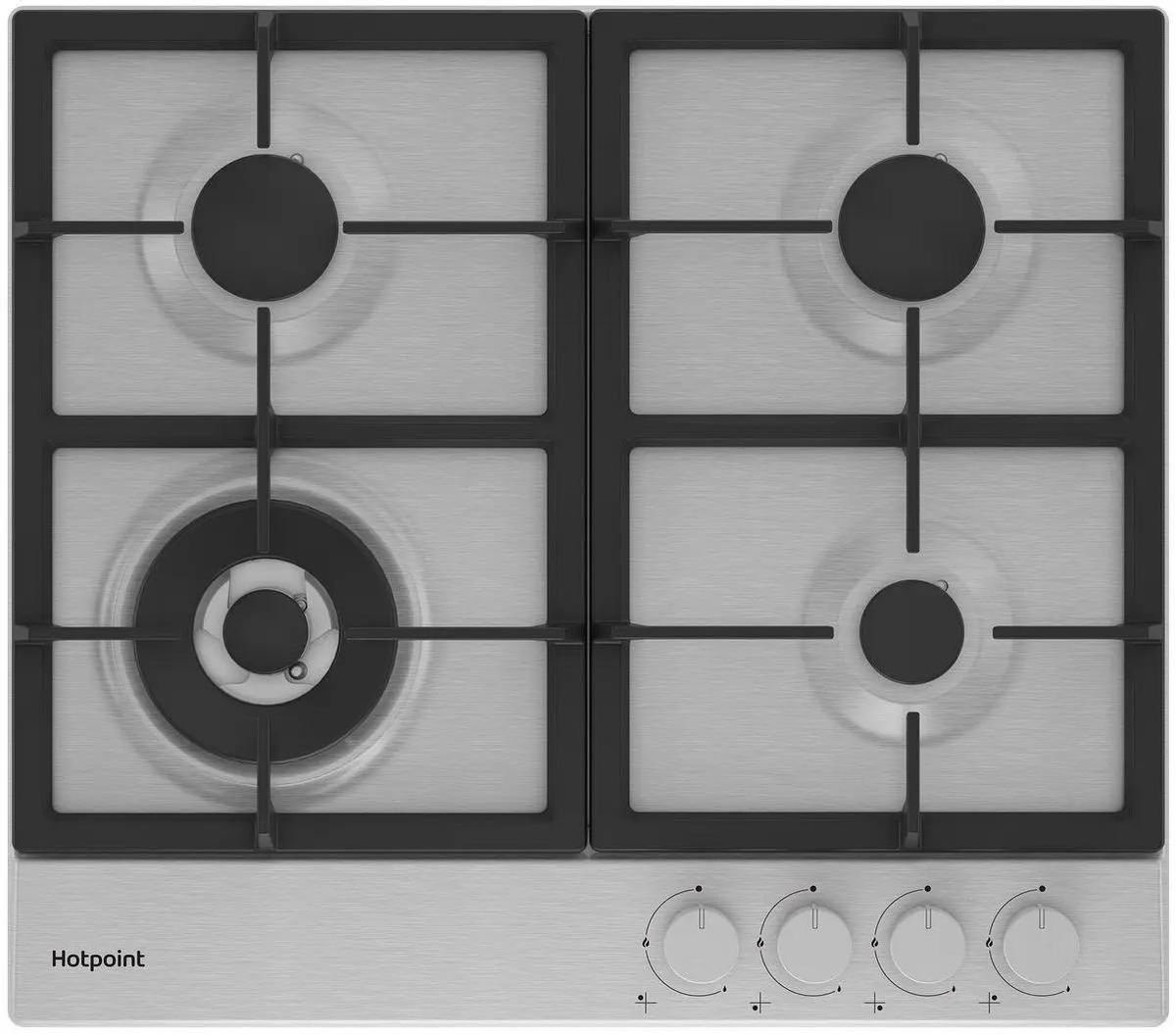 Газовая варочная панель HOTPOINT HGMT 641 W IX, 4 конфорки, серебристый (HGMT 641 W IX)