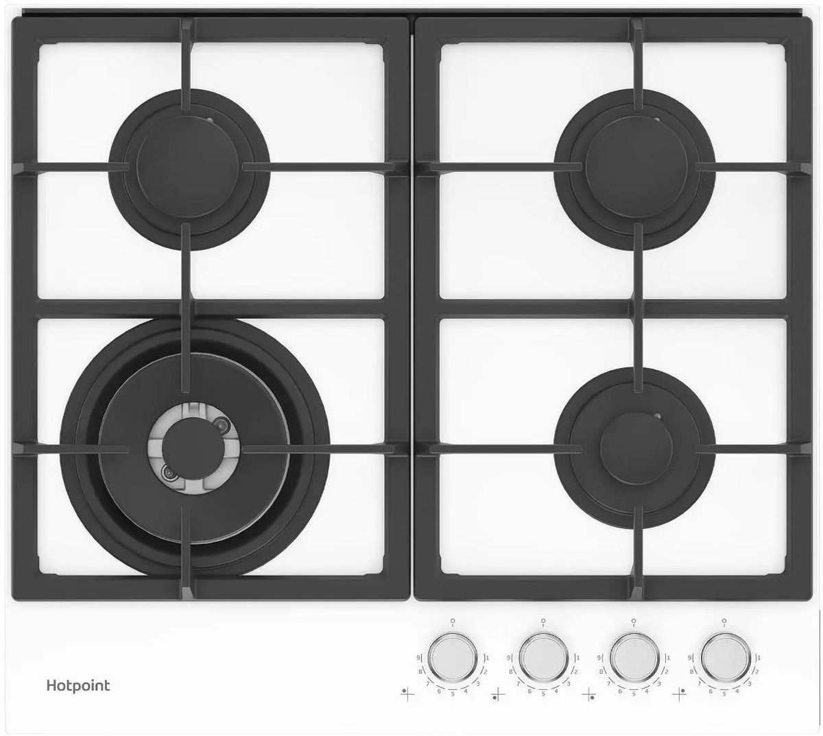 Газовая варочная панель HOTPOINT HGS 62F WH, 4 конфорки, белый (HGS 62F WH)