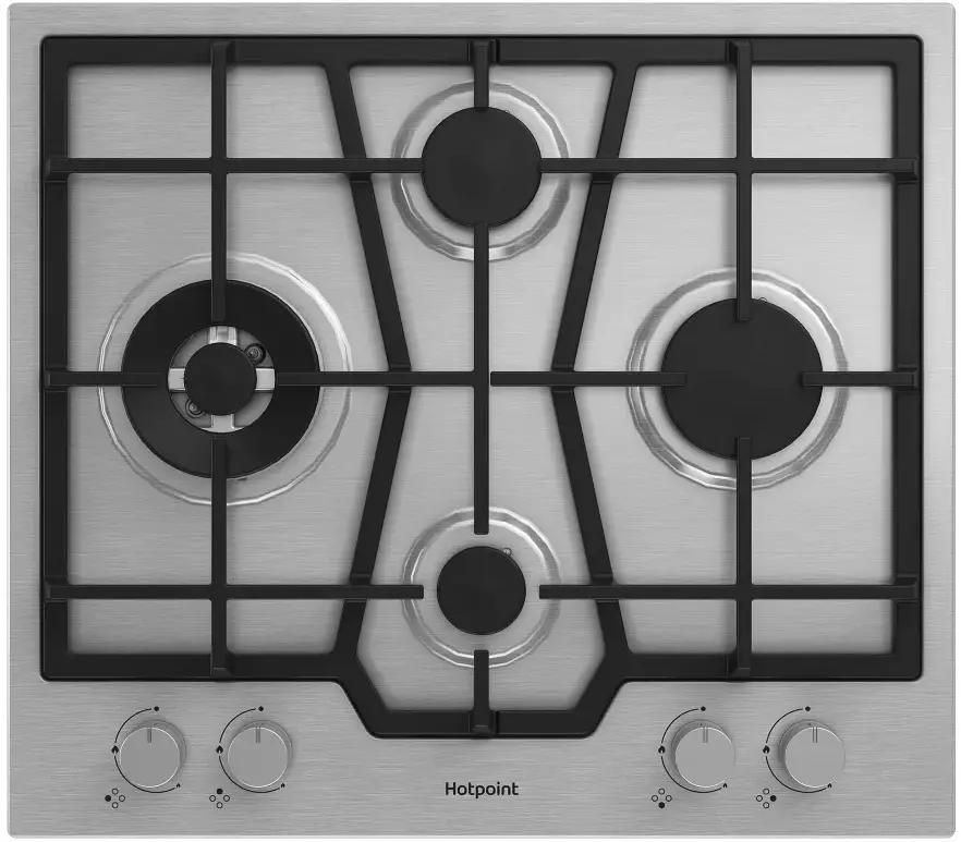 Газовая варочная панель HOTPOINT HGMT 643 W IX, 4 конфорки, серебристый (HGMT 643 W IX)