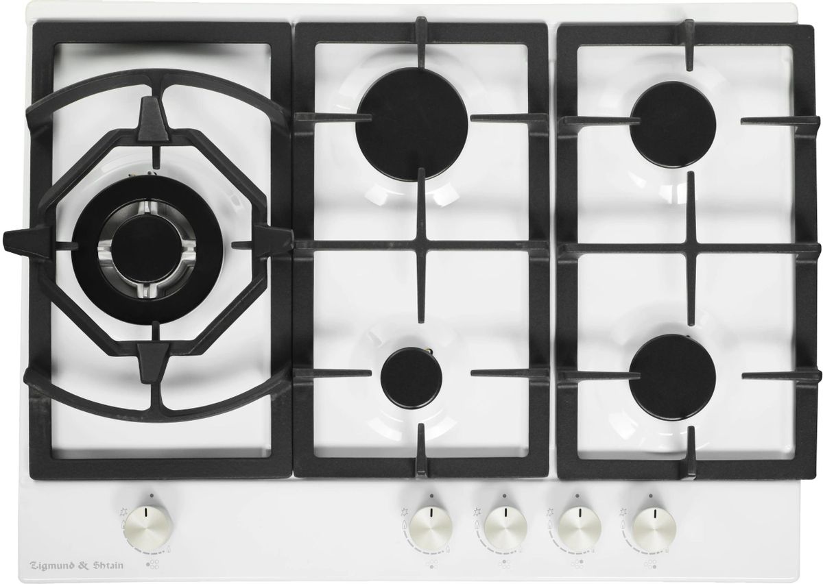 Газовая варочная панель ZIGMUND & SHTAIN G 14.7, 5 конфорок, белый (G 14.7 W)