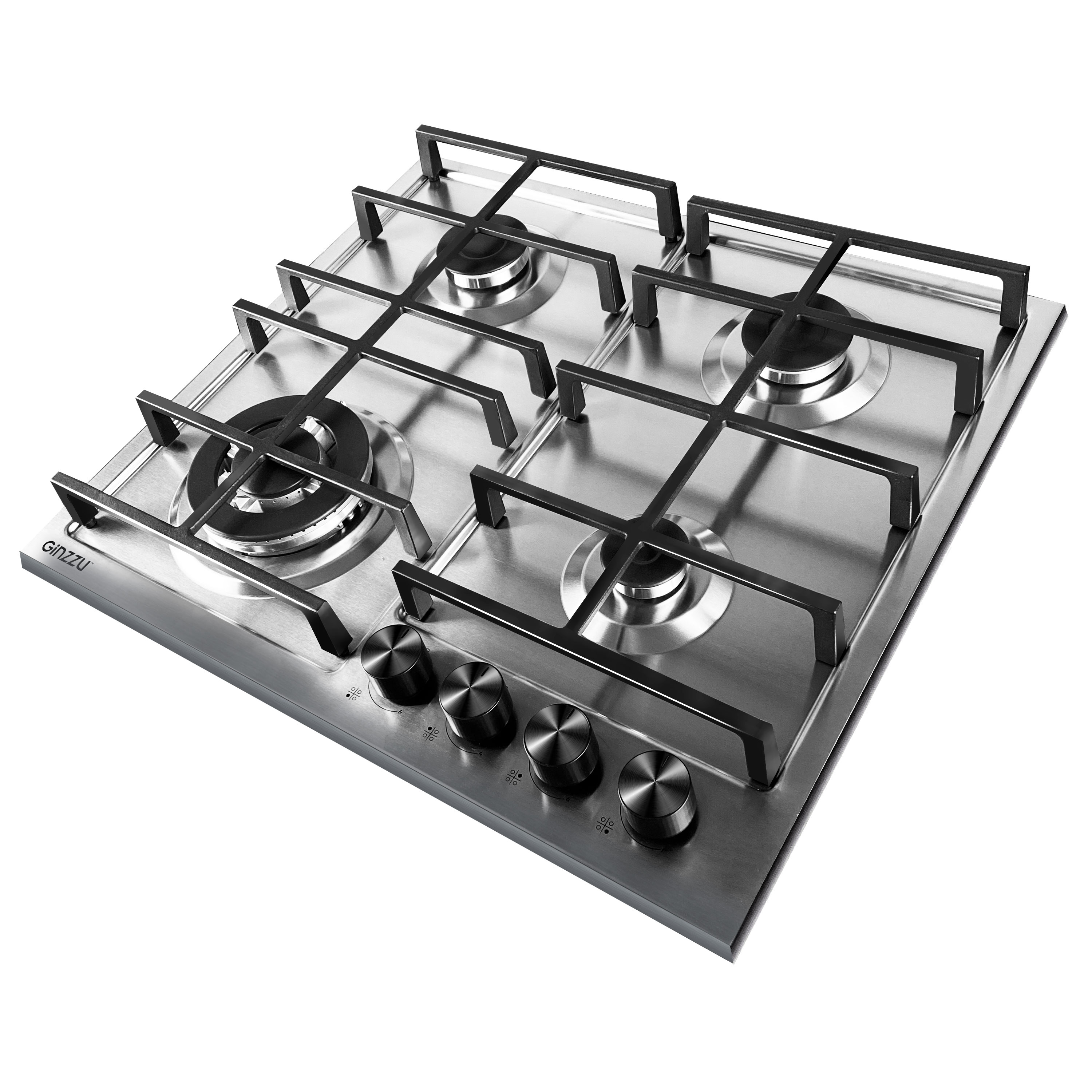Газовая варочная панель Ginzzu HCG-414 4 конфорки, серебристый