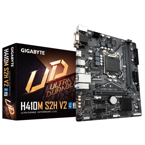 Материнская плата GIGABYTE H410M S2H V2, Socket1200, Intel H470, 2xDDR4, PCI-Ex16, 4SATA3, 7.1-ch, GLAN, 4 USB 3.2, VGA, DVI, HDMI, mATX, Retail б/у, отказ от покупки, следы монтажа, комплект полный