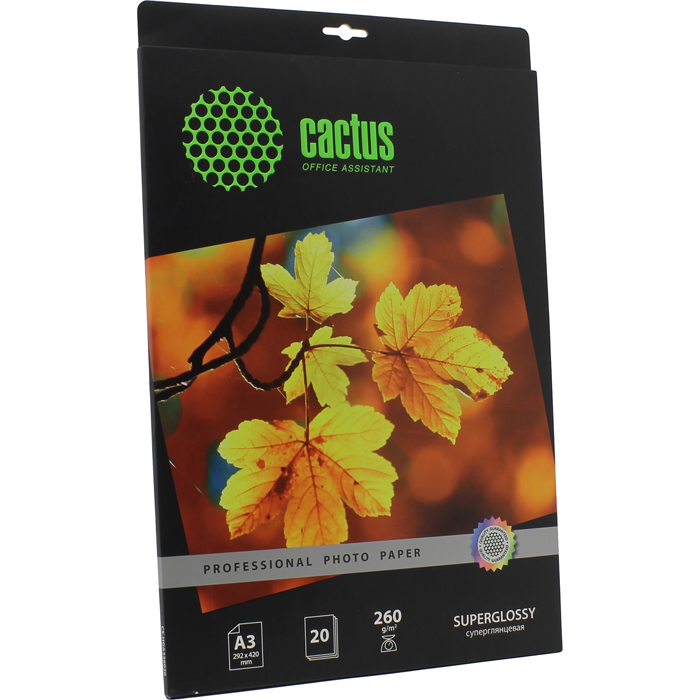 Фотобумага A3 суперглянцевая, 20 листов, Cactus