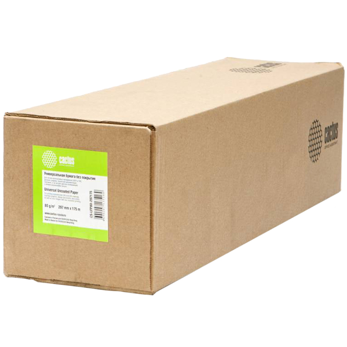 

Бумага рулон 29.7 см x 175 м, 80 г/м², Cactus CS-LFP80-297175 (CS-LFP80-297175), CS-LFP80-297175