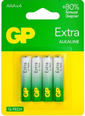 Батарейка GP Extra Alkaline, AAA (LR03), 1.5V, 4 шт